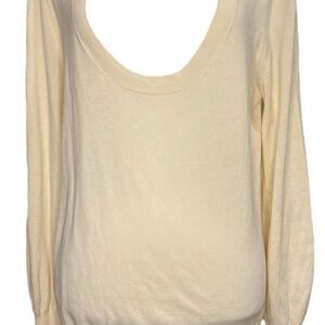 Massimo Dutti Women's XL Beige Long Sleeve Scoop Neck Blouse Casual‎